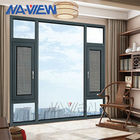أدلى نيويورك مخصص تصميم ممتاز خشبية الألومنيوم نافذة دفع نافذة بابية مع زجاج مزدوج المزود
